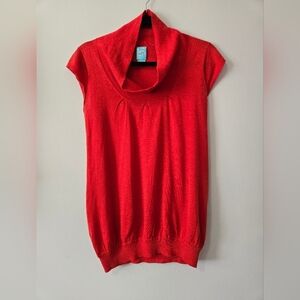 BARNEYS NEW YORK CO OP Orangy Red Cowl Neck  Lightweight Top. Size S